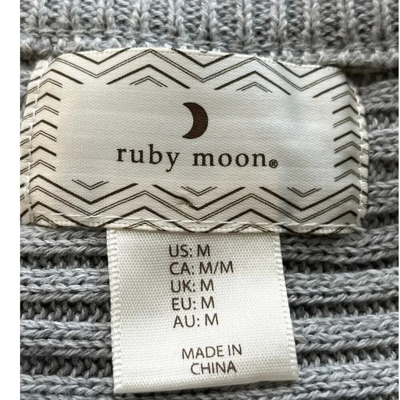 Ruby Moon Womens M Gray Knit Lace-Up Long Sleeves Sweater New - Picture 3 of 13